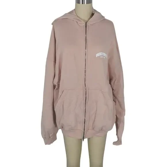 Balenciaga Oversized Pink Printed Cotton Jersey Hoodie Size L - Picture 2 of 5